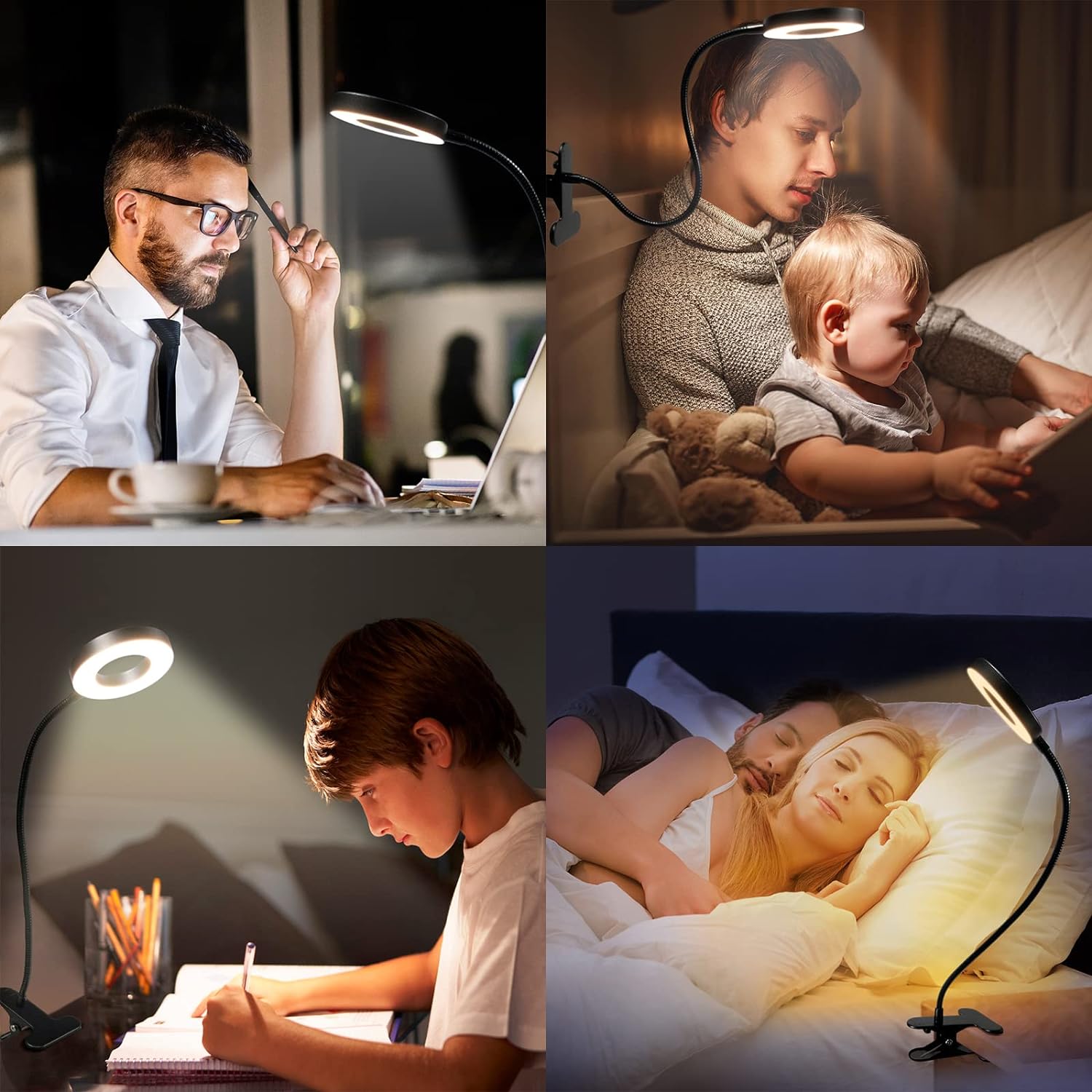 【 2 - Pack】 LED Clip Light, Desk Clamp Lamp 10 Dimmable Brightness 3 Light Modes, 360° Flexible Gooseneck Clip Lamp for Reading, Painting, Craft, Studying - Amazing Gadgets Outlet