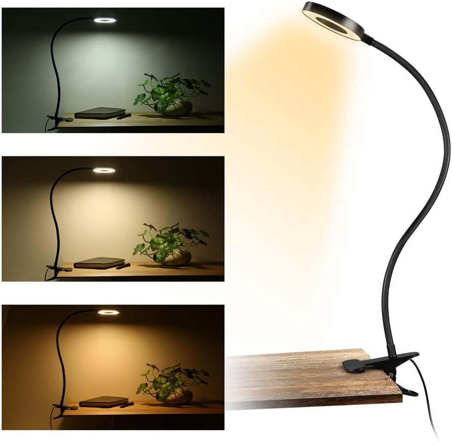 【 2 - Pack】 LED Clip Light, Desk Clamp Lamp 10 Dimmable Brightness 3 Light Modes, 360° Flexible Gooseneck Clip Lamp for Reading, Painting, Craft, Studying - Amazing Gadgets Outlet