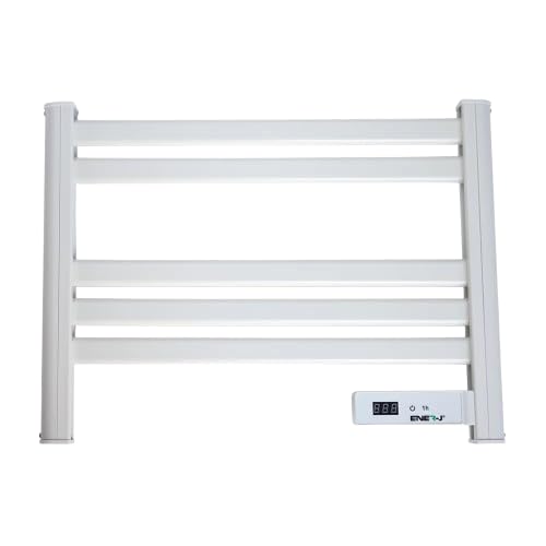 ENERJ Infrared Heated Towel Rail LC Screen with BS plug 1.2 m for Bathroom IP24 White.