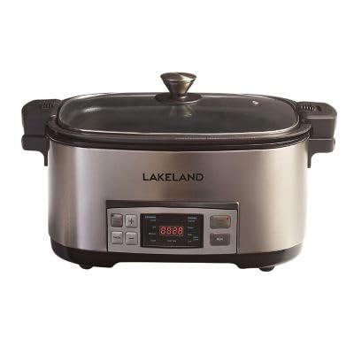 Lakeland 6.5L Searing Slow Cooker – 5 Pre-Set Cooking & Browning Functions Glass Locking Lid.