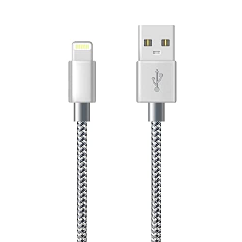 iPhone Charger Cable Lightning Cable [Apple MFi Certified] (Grey) Charging USB Syncing Data Nylon Braided Cord Compatible with iPhone 14/13/12/11 Pro Max/XS MAX/XR/XS/X/8/7/Plus/6S/6/SE/5S (1M).