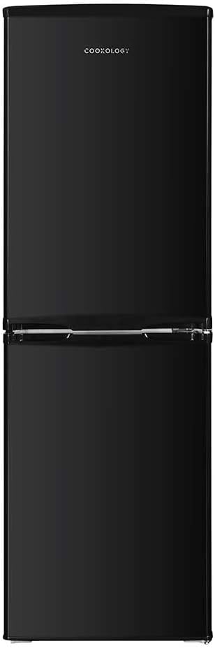 Cookology CFF1425050 Static 142 Litre Freestanding 50/50 Fridge Freezer, Adjustable Temperature Control and Legs, Reversible Doors, Efficient LED Light, 4 Star Freezer Rating - in Black.