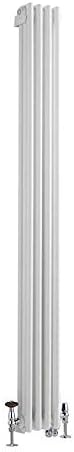 Milano Windsor - 800W White Cast Iron Style Vertical Triple Column Dual Fuel Radiator WiFi Thermostat Valves - 1800mm x 200mm.