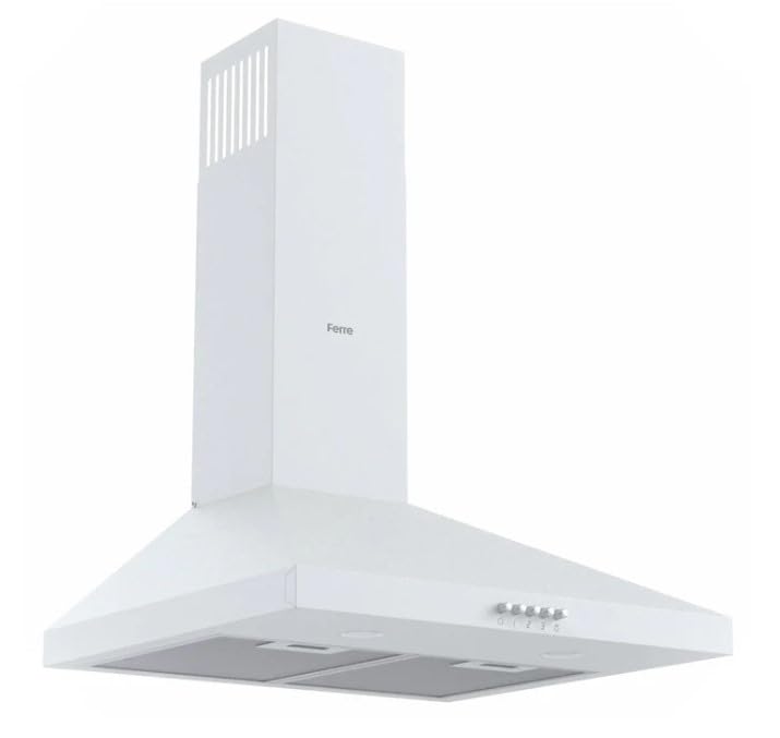 Ferre PH500-PWH 50cm Pyramid Chimney Cooker Hood, Kitchen Extractor Fan, White.