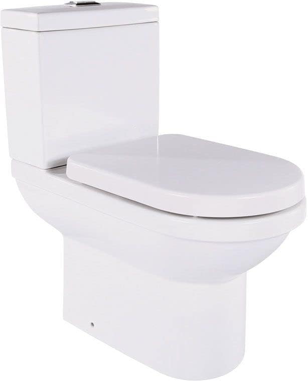 Wilton Bathroom Toilet | Close Coupled Toilet | Soft Close Toilet Seat | Anti Bacterial Glaze | White Ceramic WC Pan.