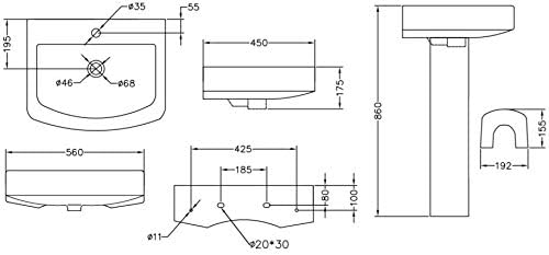 Affine Modern Bathroom Suite 1600mm Right Hand L Shaped Bath Screen Toilet Basin & Pedestal.