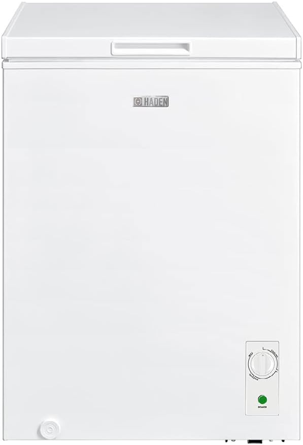 Haden HC99L Chest Freezer 99 Litre, Freestanding Chest Freezer for Outbuildings, Adjustable Thermostats, White.