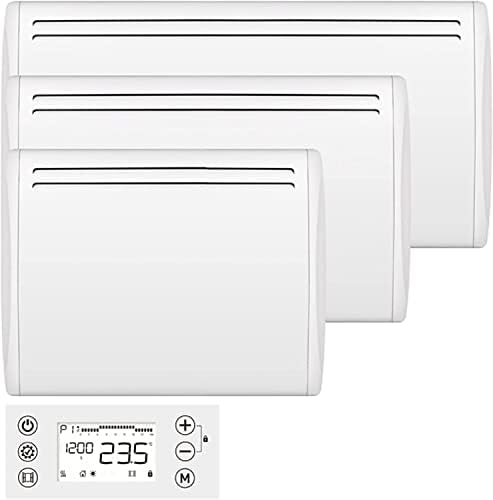 MYLEK Ceramic Panel Heater - Electric Radiator 2000W - Thermostat with Programmable Timer LCD Display - Wall Mounted Slim, IP24 Bathroom, LOT 20 Eco Energy Efficient (White 2KW).