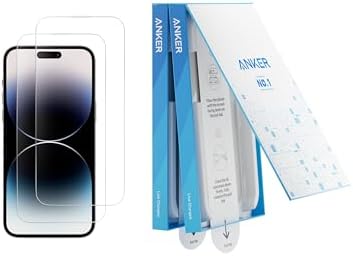 Anker Screen Protector for iPhone 15, Bubble-and-Dust-Free iPhone HD Tempered Glass, Durable and Drop-Proof with 9H Hardness, Easy Installation Exclusively for iPhone 15 (2-Pack).