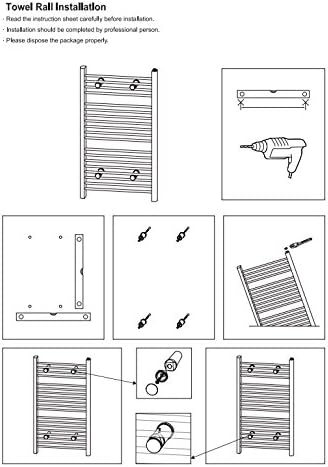 Requena Heated Towel Rail Chrome Bathroom Ladder Radiator - Straight, 1000 x 500.