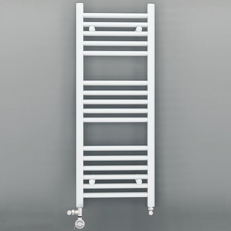 Myhomeware 500mm Wide White Dual Fuel Electric Radiator Bathroom Towel Rail Radiator With Thermostatic and Standard Electric Element UK (500 x 1200 mm (h), Standard Electric Element).