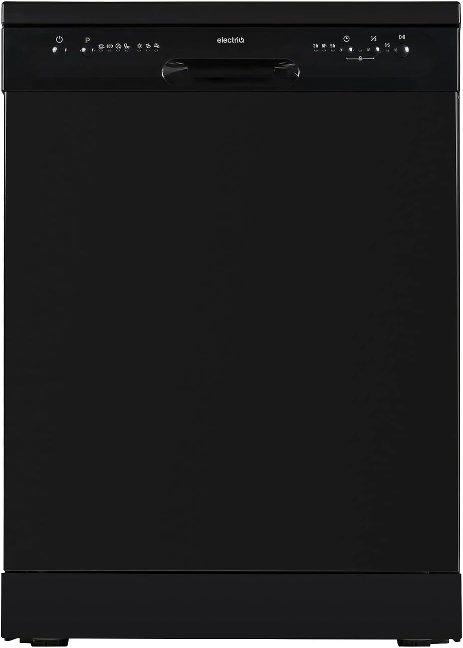 electriQ 12 Place Settings Freestanding Dishwasher - Black.