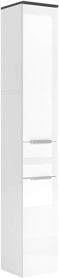 Vicco Bathroom cabinet Otis, White High Gloss/Anthracite, 30 x 190 cm.