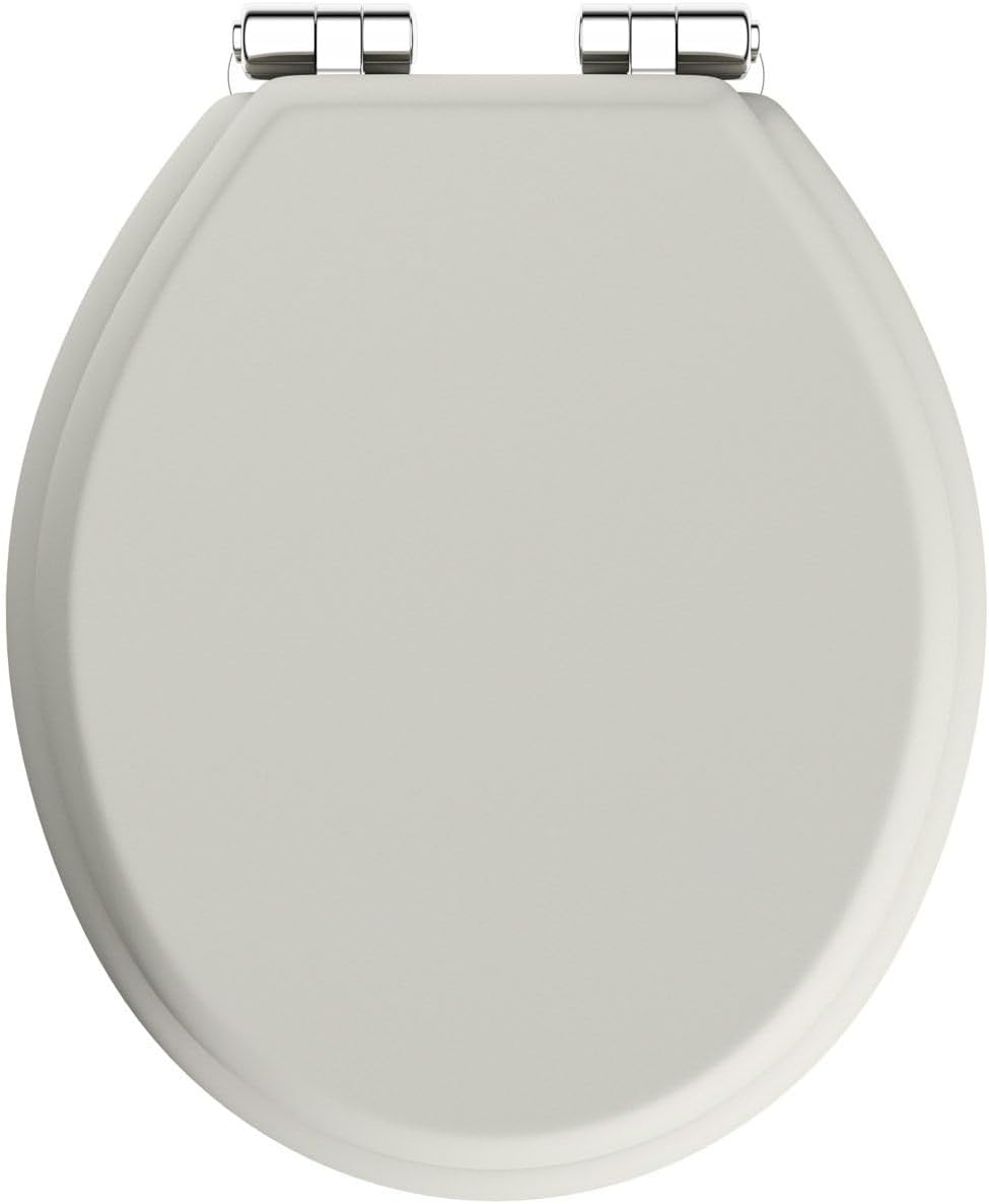 The Bath Co. Traditional Dulwich Stone Ivory Engineered Wood Toilet seat with top Fixing Soft Close Hinge.