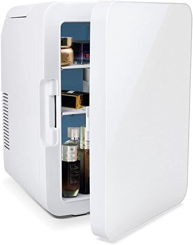 ARTETHYS Mini Fridge for Bedrooms 10L Car Fridge Mini Refrigerator with System Cooler and Warmer for Home Office, 220V AC/12V DC, White.