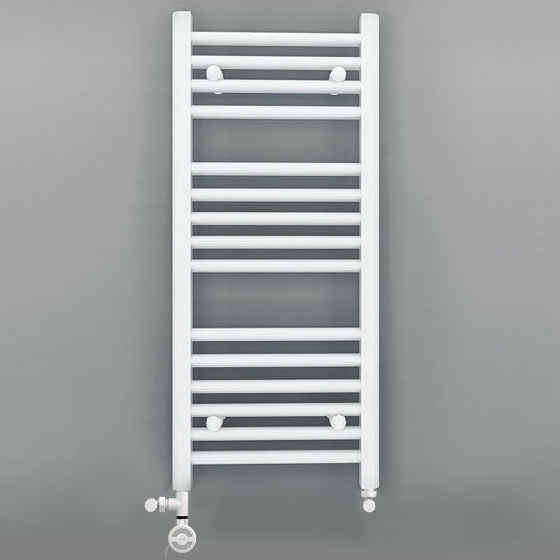 Myhomeware 500mm Wide White Dual Fuel Electric Radiator Bathroom Towel Rail Radiator With Thermostatic and Standard Electric Element UK (500 x 1200 mm (h), Standard Electric Element).