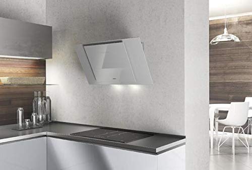 Airforce F204 90cm Automatic Angled Cooker Hood - White Glass.