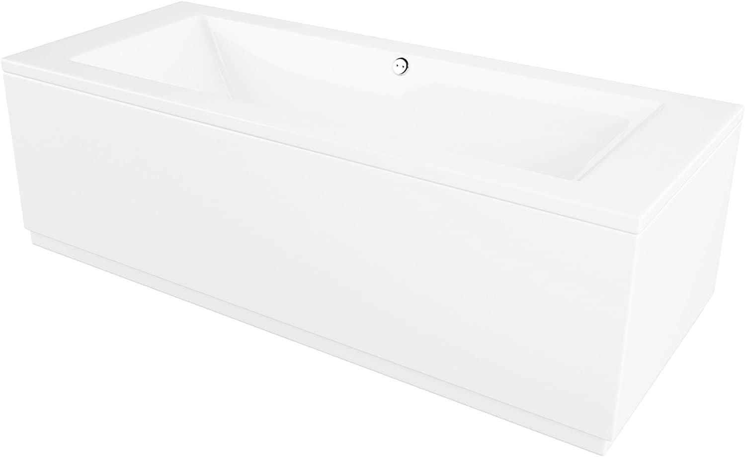 IBathUK Bathroom White Gloss Bath Double Ended Straight Square Acrylic Bathtub with Adjustable Feet - 1800 x 800mm.