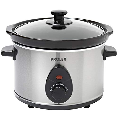 Prolex Slow Cooker 2.5L Removable Ceramic Pot, Stainless Steel.