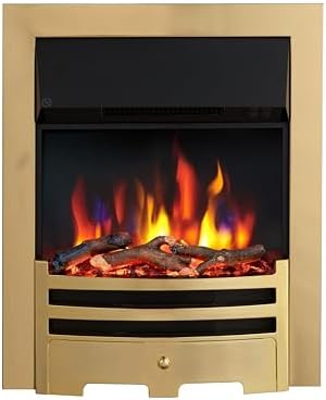 FLAMEKO Verona 16’’ Fireplace Insert, 2000W Heater, Chrome Trim, Bauhaus Fret, 9 Colour Flame Effect, Remote Control.