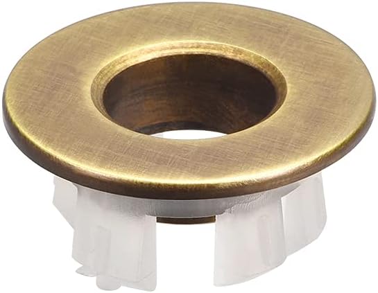 sourcing map Sink Basin Trim Overflow Cover Copper Insert in Hole Round Caps Silver Tone.