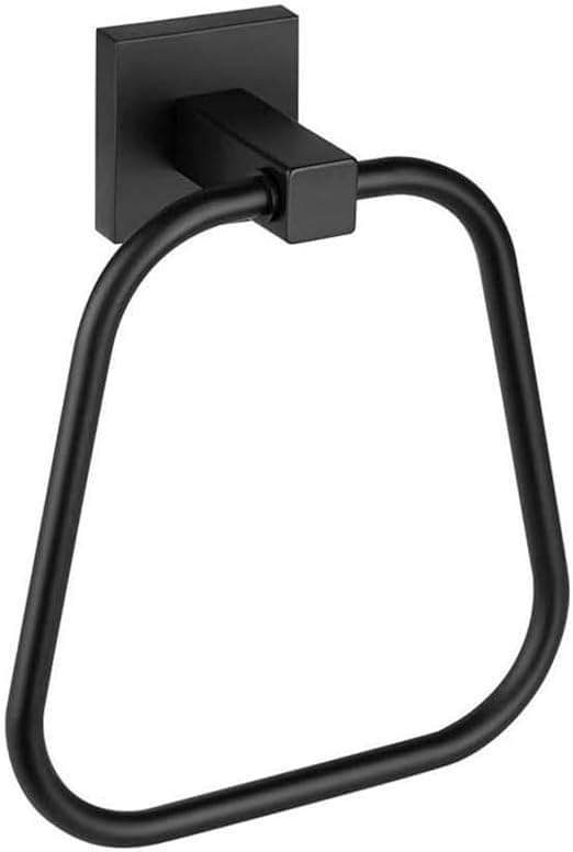 Matte Black Towel Ring,NSCMQSL Modern Hand Towel Ring Holder for Bathroom Wall Mounted,SUS304 Stainless Steel Construction Bathroom Black Towel Rack.