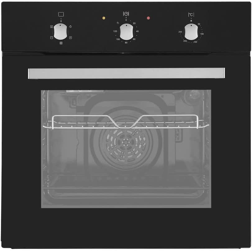 Cookology 60cm Built In Electric Fan Oven A+ Energy Rating - Integrated Single Fan Oven with Mechanical Timer & Grill in Black.