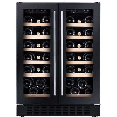 CDA 40 Bottle Capacity Dual Zone Freestanding 60cm Under Counter Wine Cooler - Black.