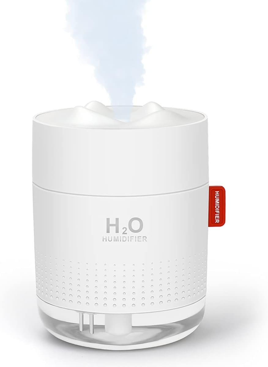 Humidifiers 500ml Cool Mist Humidifiers Air Humidifier Ultrasonic Quiet Humidifier with Night Light,USB Desktop Humidifier Waterless Auto Shut-Off for Home Baby Bedroom Office Travel (White).