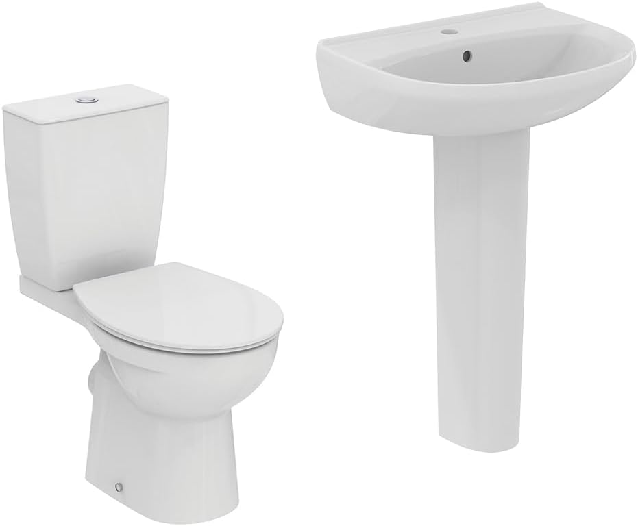 Ideal Standard Eurovit close coupled toilet with 6/4L flush cistern and soft close seat, E218301, White.