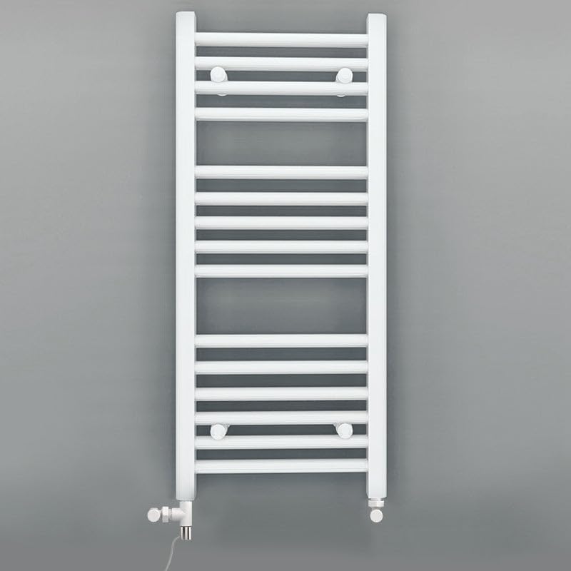 Myhomeware 500mm Wide White Dual Fuel Electric Radiator Bathroom Towel Rail Radiator With Thermostatic and Standard Electric Element UK (500 x 1200 mm (h), Standard Electric Element).