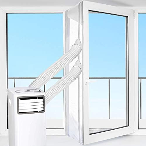 HOOMEE 90x 210CM Zipper Screen Door Seal for Portable Air Conditioner and Tumble Dryer– Works with Every Mobile Air Conditioning-Air Exchange Guards With Zip and Adhesive Faster.