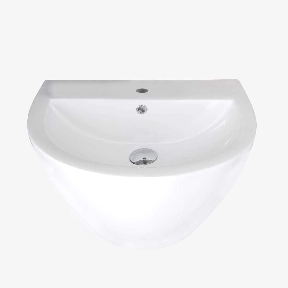 Milano Irwell - Modern White Ceramic Wall Hung 1 Tap Hole Bathroom Basin Sink - 530mm x 440mm.