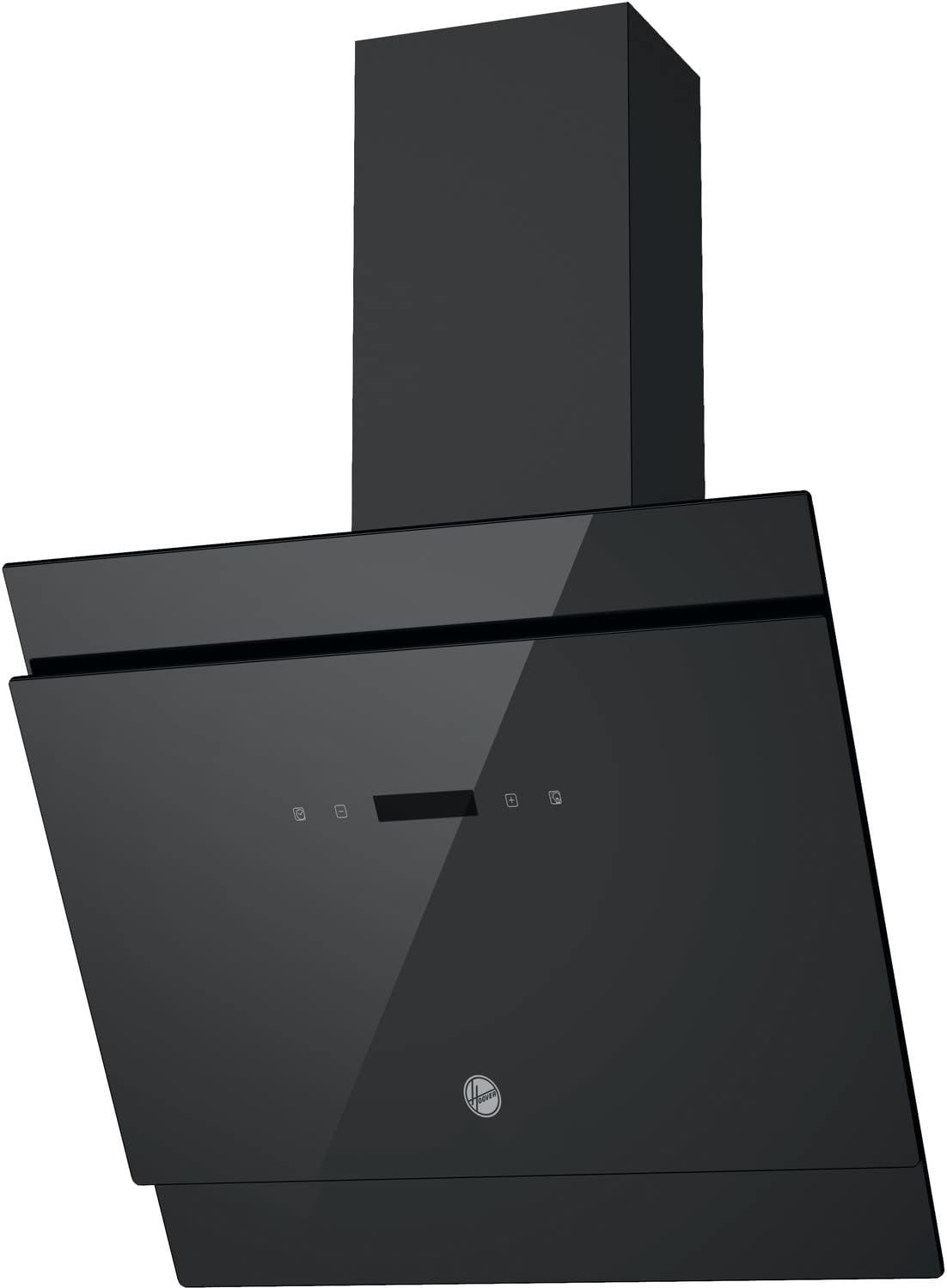 Hoover H-Hood 500 HDG6DCK3B 60cm Angled Chimney Cooker Hood, Boost function, Black glass.