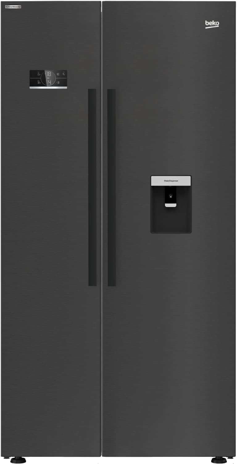 Beko 576 Litre Side By Side American Style Fridge Freezer - Black.