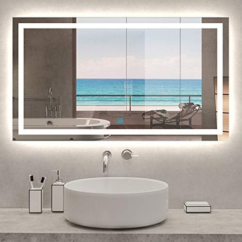 Xinyang 800x600 Illuminated Led Bathroom Mirror with Demister Pad [IP44 Rated] Rectangular Backlit Wall Mounted,Touch Sensor Switch,White.