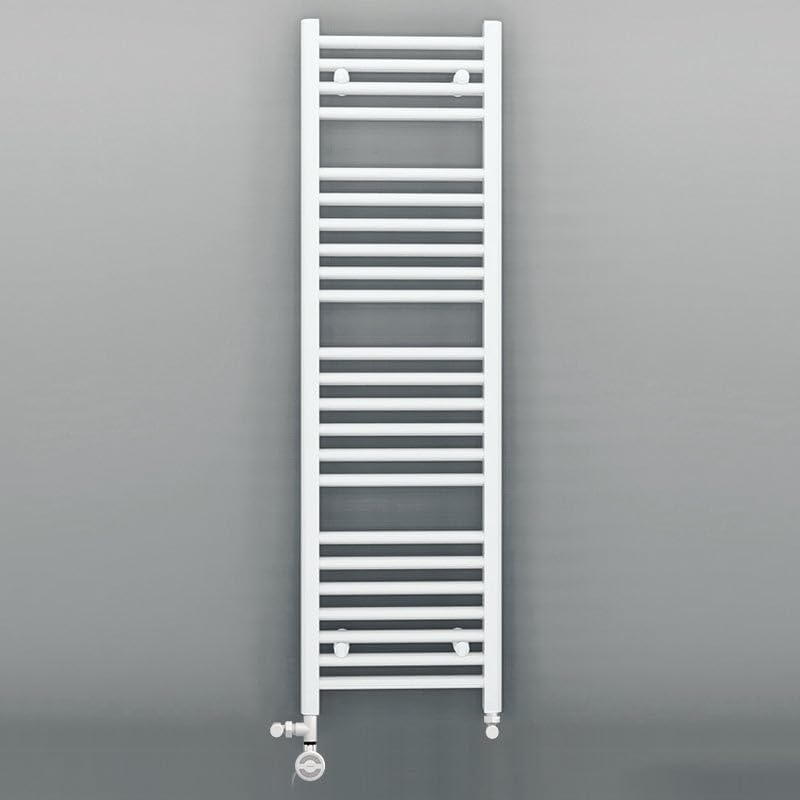 Myhomeware 500mm Wide White Dual Fuel Electric Radiator Bathroom Towel Rail Radiator With Thermostatic and Standard Electric Element UK (500 x 1200 mm (h), Standard Electric Element).