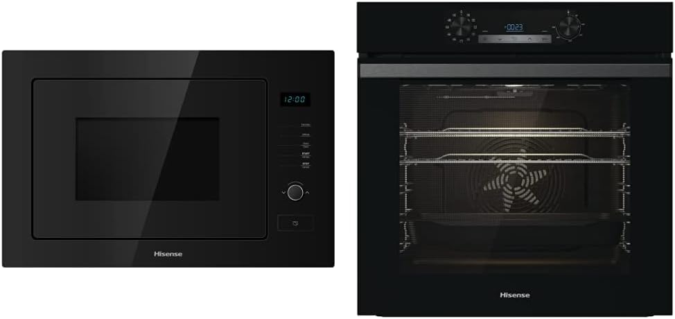 Hisense HB25MOBX7GUK Integrated 25 Litre Microwave With Grill - Black, 15 x 23 x 15 inches (L x W x H) & BI62212ABUK Built-in Electric Single Oven - Black - A Rated.