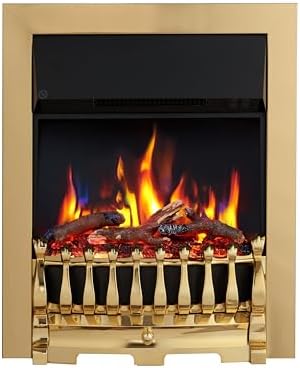 FLAMEKO Verona 16’’ Fireplace Insert, 2000W Heater, Chrome Trim with Spacer, Blenheim Fret, 9 Colour Flame Effect, Remote Control.