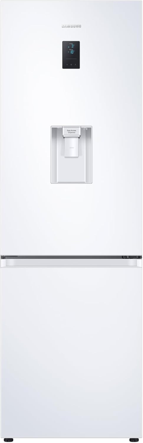 Samsung 4 Series Frost Free Classic Fridge Freezer, with Non Plumbed Water Dispenser, Wine Shelf and Big Door Bins, SpaceMax and All Around Cooling Technologies, White, RB34C652DWW/EU.