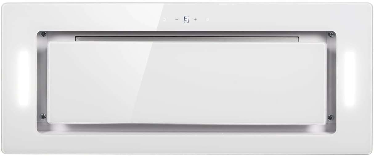 electriQ 72cm White Glass Canopy Cooker Hood Kitchen Extractor Fan- 5 Year Warranty.