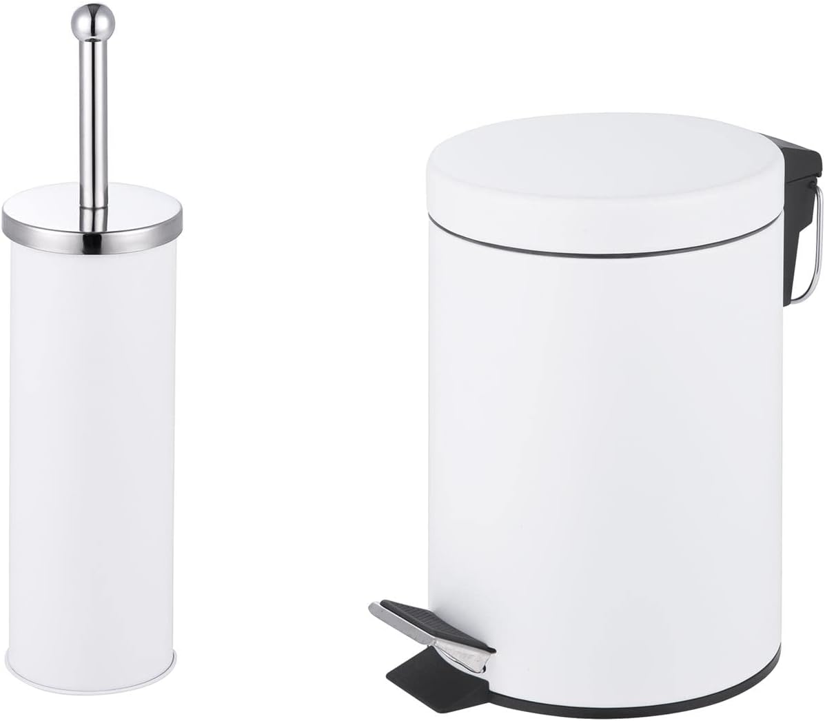 iTrend 3L Pedal Dustbin and Toilet Brush with Holder set - Bathroom Accessory - Powder Coated Steel Bin with lid - Toilet Brush with Stainless Steel Handle, Round Lid and Dense Bristles - Blue.