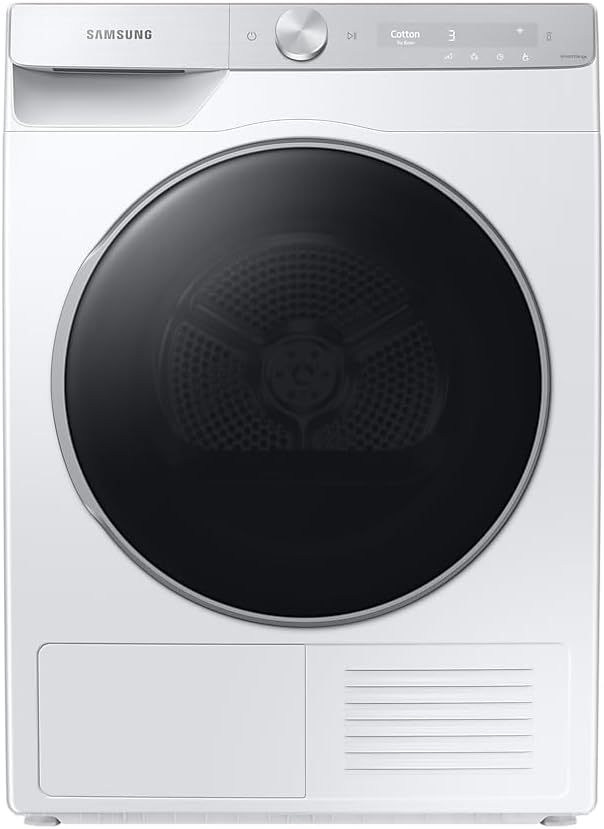 Samsung Series 9 OptimalDry™ DV90T8240SH Wifi Connected 9Kg Heat Pump Tumble Dryer - White - A+++ Rated.