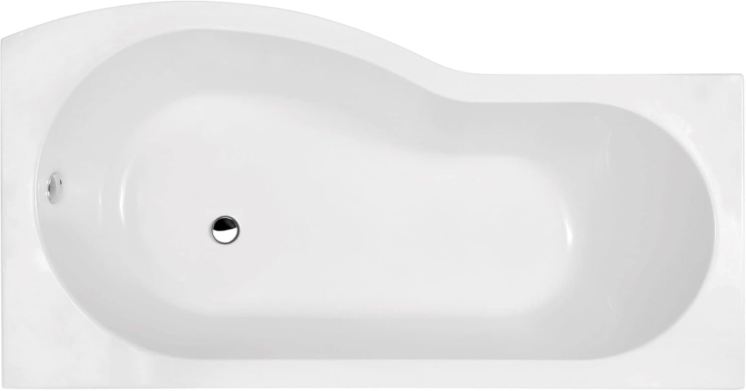 Ceramica Bathroom P Shaped Right Hand Shower Bath Acrylic Gloss White Bathtub 1700 Modern.