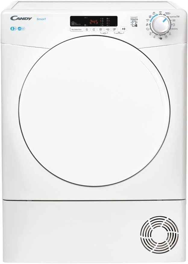 Candy CSEC8DF80 8Kg Freestanding Condenser Tumble Dryer, Sensor Dry, 4 Dryness Levels, 14 Programmes, White.