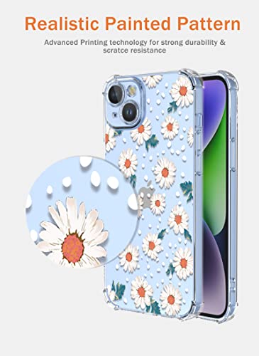 XINYEXIN Case for OPPO A74 5G / OPPO A54 5G, Painting Flower Pattern Clear Case Soft TPU Silicone Case Slim Shockproof Bumper Girl Women Phone Cover - Daisy.