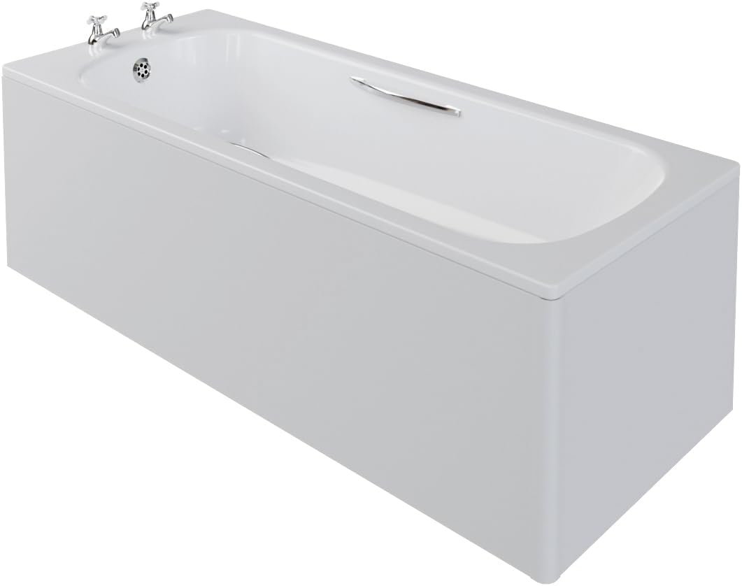 AKW Single Ended Steel Bathtub with Legs, Handles, Plug/Chain, Waste & Overflow - 1700x700mm.