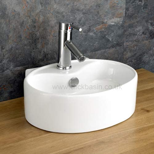 Clickbasin Cloakroom Ensuite Countertop Ceramic Sink 400mm x 300mm White Ceramic Small Bathroom Sink.