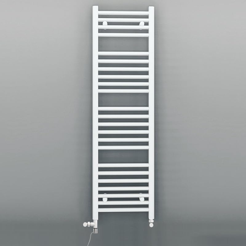 Myhomeware 400mm Wide White Dual Fuel Electric Radiator Bathroom Towel Rail Radiator With Thermostatic and Standard Electric Element UK (400 x 800 mm (h), Standard Electric Element).