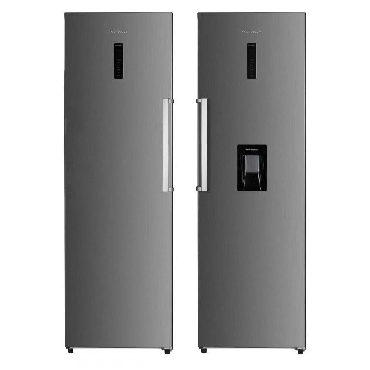 Cookology 630L Tall Fridge and Freezer Pack, Freestanding with Low Noise, Water Dispenser, Frost Free System, Digital LED Touch Display and Reversible Doors - Inox.